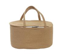 Aesthetic Clothes Basket - Breathable Rattan Basket | 37x26x18.5cm Storage Container with Zipper Sides, Solid Cotton Rope Bin, Baskets & Bins Hyacinth Bin, Shelf Box for Bedside