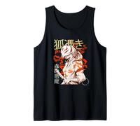 Aesthetic Japanese Kabuki Kitsune Mask Demon Samurai Girl Débardeur