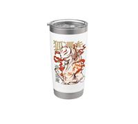 Aesthetic Japanese Kabuki Kitsune Mask Demon Samurai Girl Gobelet isotherme en acier inoxydable double paroi