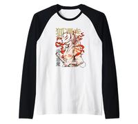 Aesthetic Japanese Kabuki Kitsune Mask Demon Samurai Girl Manche Raglan