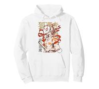 Aesthetic Japanese Kabuki Kitsune Mask Demon Samurai Girl Sweat à Capuche