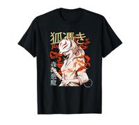 Aesthetic Japanese Kabuki Kitsune Mask Demon Samurai Girl T-Shirt