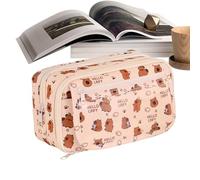 Aesthetic Pencil Case, Animal Pattern Stationery Bag, Pen Bag with Zipper, Stationery Organizer, Cosmetic Bag for Travel, Makeup Pouch, Zippered Storage Bag, 9 Compartments Pencil Case, Travel Makeup