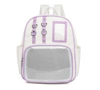 Aesthetic PU Transparent Backpack,Badge Display Storage Pouch,Stylish Organizer for Sports,Travel & Outdoors (Purple)