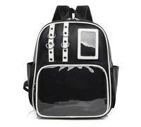 Aesthetic PU Transparent Backpack,Badge Display Storage Pouch,Stylish Organizer for Sports,Travel & Outdoors (Black)