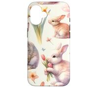Aesthetic Spring Flower Patter Vintage Easter Bunny Rabbit Coque pour iPhone 16