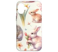 Aesthetic Spring Flower Patter Vintage Easter Bunny Rabbit Coque pour iPhone 16 Plus