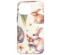 Aesthetic Spring Flower Patter Vintage Easter Bunny Rabbit Coque pour iPhone 16 Pro Max