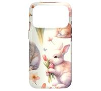 Aesthetic Spring Flower Patter Vintage Easter Bunny Rabbit Coque pour iPhone 17 Pro