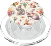 Aesthetic Spring Flower Patter Vintage Easter Bunny Rabbit PopSockets PopGrip pour MagSafe