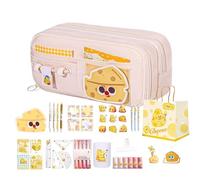 Aesthetic Stationery Storage Pouch - Funny Cartoon Organizer for Students Daily Study | Textile Construction with Smooth Zip System, Ten Compartment Layout, Spacious Accessory Carrier, Party Favor Pre