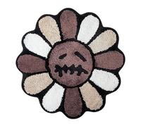 Aesthetic Sunflower Mat Smiling Flower Carpet Entrance Door Antislip Bathroom Rug Jack Tufted Living Room Decor(Brown,100cm)
