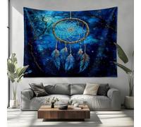 Aesthetic Tapisserie Murales 200x150cm, Attrape-RêVes en Plumes Décoration Maison 3d Art Tapisserie Tenture Murale pour Decoration Chambre Dortoir Fête, Bleu