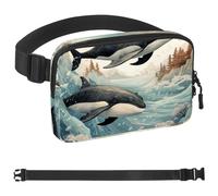 Aesthetic Whale-874 Sac banane à bandoulière pour homme et femme, sac de ceinture pour voyage, marche, course, randonnée, cyclisme, multicolore, 4 x 23 x 15 cm, multicolore, 1.5x9.0x5.9in/4x23x15cm