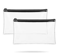 Aestustheri Lot de 2 trousses transparentes avec fermeture éclair, 22 cm x 14,5 cm, noir