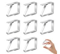 Aestustheri Lot de 8 Pinces Nappe en Acier Inoxydable - 5 x 4 cm - Idéal pour Pique-niques, Fêtes et Dîners, Accroche Nappe Exterieur aux Tables d'une épaisseur allant jusqu'à 3 cm