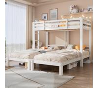 Aesvklom Lit superposé Triple 90x200cm avec échelle latérale, lit superposé Enfant, lit superposé 3 Places, pour Enfants et Adolescents, Blanc
