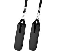 AESZITTEW Lot de 2 porte-stylos en cuir synthétique avec cordon et pochette de rangement pour stylo, noir, simple, Noir, Simple