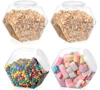 AESZITTEW Lot de 4 bocaux à bonbons en plastique transparent avec couvercles - 850 ml - Réutilisables - Large ouverture - Pour buffet de bonbons