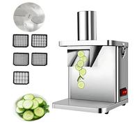 AETEREOS Dicer de légumes électrique 250 W Commercial, Dicer Automatique de Fruits et légumes avec des moules à découper en dés de 6/8/10/12/15 mm, Coupe-légumes électrique Commercial 250 W 110V