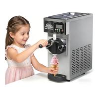 AETEREOS Machine à Glace Mono-Parfum, Débit de 4 à 5 Kg/h, Trémie Réfrigérée de 2,5 L, Cuve de Congélation de 1 L, Fonction Autonettoyante, Écran LCD, Sorbetière de Comptoir 450 W Grey