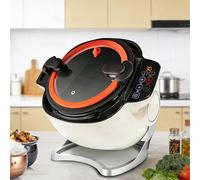 AETEREOS Machine de Cuisson Automatique Intelligente, Machine À Riz Frit Au Wok de Cuisson Automatique 2000 W 6 L, Démarrage Intelligent en Un Clic,Rotation Automatique À 360 ° 220V