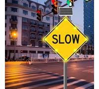 AETEREOS Panneau de Ralentissement Solaire de 61 Cm, Panneau d'Avertissement de Ralentissement, Panneau de Sécurité Routière Extérieur pour Allée, Rue Résidentielle, Quartier 30"