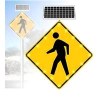 AETEREOS Panneau Lumineux LED à Énergie Solaire, Panneau de Rue Réfléchissant pour Allée Résidentielle, Cadre en Métal d'Aluminium, Film Réfléchissant, Panneau de Croisement 24"-1set