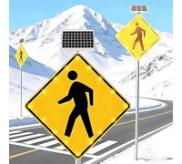 AETEREOS Panneau Solaire de Passage pour Piétons, Panneau d'Avertissement Clignotant en Aluminium Ip65 Résistant aux Intempéries pour Routes Urbaines et Écoles 24"-1set