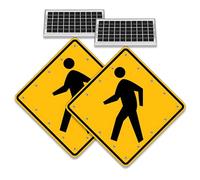 AETEREOS Panneau Solaire pour Passage de Piétons, Panneau d'Avertissement de Circulation en Aluminium, LED Haute Luminosité, Matériau Réfléchissant de Qualité Technique, Cadre Antirouille 24"-2set