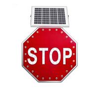AETEREOS Panneau Stop LED Solaire de 24"/30", Panneaux de Signalisation pour Rue Trafic, Octogone Rouille Gratuit, Film Réfléchissant Ingénierie, Installation Facile et Étanchéité constantlylit-24