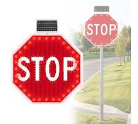 AETEREOS Stop Panneau /24"*24"30"*30" Avertissement Réfléchissant Aluminium Panneaux pour Rue Trafic, Octogone Rouille Gratuit Panneau Stop Pub Flashing-24