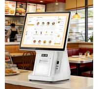 AETEREOS Système de Point de Vente Intelligent Tout-en-Un avec Double écran Tactile de 15,6 Pouces, imprimante Thermique intégrée de 58 mm, processeur i5, 8 Go/128 Go Single-Screen