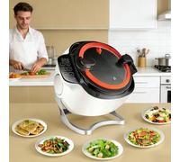 AETEREOS Wok Multifonction,Robot De Cuisson Intelligent,Nettoyage Facile, Cuisiner Facilement, Rotation à 360 °, 2000 W, Robot De Cuisson Automatique 6 L, pour Faire Sauter, Ragoût, Cuisiner 110V
