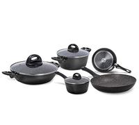 Aeternum Essential Set of 8 Frying Pans and Cookware Suitable for Induction, Aluminium, Black