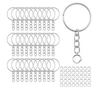 AetherAurora Anneau de vec Chaînette, 40 Pièces, 25 mm, Argent | Avec Anneaux de Saut Ouverts, Robuste et Résistant, Porte Clef Chaine pour DIY Bricolage Bijoux, Support Sacs Décor