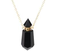 Ätherisches Öl-Diffuser-Collier, Anhänger aus schwarzem Achat mit goldener Kette, Aromakette, dezenter Duft zum Mitnehmen, elegantes und praktisches Schmuckstück für Frauen, markanter Stil im Alltag
