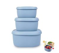 AetherPeak Lot de 3 boîtes à goûter réutilisables en silicone avec couvercles (200 ml, 300 ml, 600 ml) - Boîtes à déjeuner empilables et étanches pour micro-ondes, congélateur, lave-vaisselle