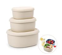 AetherPeak Lot de 3 boîtes à goûter réutilisables en silicone avec couvercles (200 ml, 300 ml, 600 ml) - Boîtes à déjeuner empilables et étanches pour micro-ondes, congélateur, lave-vaisselle