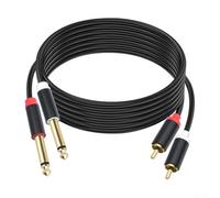 Aetluxery Câble audio TS double RCA vers double 6,35 mm plaqué or avec boîtier en métal, noyau en cuivre sans oxygène, double blindage pour lecteur CD, DVD, mixeur, amplificateur, système stéréo (3