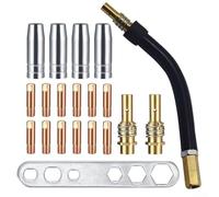 Aetluxery MIG Kit d'accessoires pour torche de soudage 20 pièces comprenant des pointes de 0,9 mm, des buses de bouclier, des diffuseurs de porte-embouts, un col de torche et une clé, compatible avec
