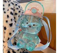 Aetygh Bouteille d'eau en Paille Kawaii De 34 Oz, Bouteille d'eau en Paille d'ours Mignon Étanche Kawaii Bear Bouteille d'eau for Femmes Filles École Bureau