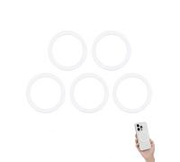 AEUXZA 5 Pièces Anneau Magnétique Adhésif Blanc, Colle Forte, Compatible Magsafe & Support Voiture, Plaque Métallique Ultra-Fine pour Smartphone & Coque