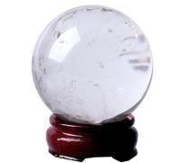 AEVHBAMXN Boule de cristal de quartz transparent avec support - Décoration Feng Shui - Pour décoration d'intérieur, bureau, Noël, 12 cm