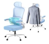 Aevoriax N56 Chaise de bureau ergonomique à double dossier, soutien lombaire réglable, siège rembourré épais, accoudoirs rabattables, fonction d'inclinaison - Idéal pour le bureau à domicile, les jeux