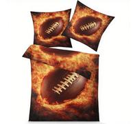 AevuCub Housse de Couette 140x200 Rugby avec 1 Taie d'oreiller 65x65 cm - Parure de Lit Sport 1 Personne en Microfibre Douce avec Fermeture éclair