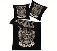 AevuCub Housse de Couette 140x200 Viking avec 1 Taie d'oreiller 65x65 cm - Decoration Viking - Parure de Lit 1 Personne en Microfibre Douce avec Fermeture éclair