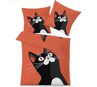 AevuCub Housse de Couette 160x200 Chat Enfant avec 2 Taies d'oreiller 65x65 cm - Decoration Chaton Mignon - Parure de Lit 2 Personnes en Microfibre Douce avec Fermeture éclair