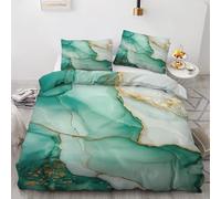AevuCub Parure de Lit 140x200 Effet Marbre avec 1 Taie d'oreiller 65x65 cm - Housse de Couette Marbre Vert Moderne 1 Personne en Microfibre Douce avec Fermeture éclair