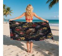 AevuCub Serviette de Plage XXL Microfibre Chouette Vintage Florale Botanique, Drap de Plage Séchage Rapide Anti Sable & Légère, Serviette de Bain 100x180 cm, Accessoire & Cadeau été